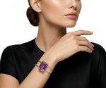 BRACELETE FIO DUPLO COM PEDRA LILAS DE ZIRCONIA BANHADO EM OURO 18K