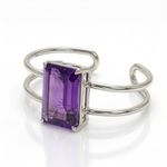 BRACELETE FIO DUPLO COM PEDRA LILAS DE ZIRCONIA BANHADO EM PRATA 925