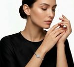BRACELETE MINI CORAÇAO CRAVEJADO - BANHADO A PRATA 925