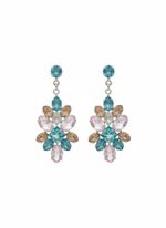 BRINCO CASCATA DE ZIRCÔNIAS COLORIDAS BANHADO EM PRATA 925
