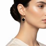 ARGOLA TREVO BLACK - BANHADO EM OURO 18K