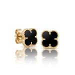 BRINCO TREVO BLACK - BANHADO EM OURO 18K