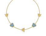 CHOKER BORBOLETAS COM RESINA AZUL BANHADO EM OURO 18K