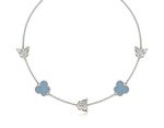 CHOKER BORBOLETAS COM RESINA AZUL BANHADO EM PRATA 925