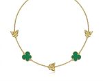 CHOKER BORBOLETAS COM RESINA VERDE BANHADO EM OURO 18K