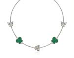 CHOKER BORBOLETAS COM RESINA VERDE BANHADO EM PRATA 925