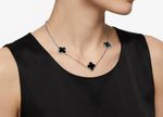 CHOKER REGULÁVEL 3 TREVOS BLACK BANHADO EM PRATA 925