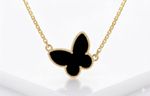 CHOKER REGULÁVEL BORBOLETA PRETA COM RESINA BANHADO EM OURO 18K