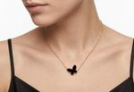 CHOKER REGULÁVEL BORBOLETA PRETA COM RESINA BANHADO EM OURO 18K