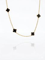 CHOKER REGULÁVEL TREVOS BLACK BANHADO EM OURO 18K