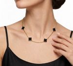 CHOKER REGULÁVEL TREVOS BLACK BANHADO EM OURO 18K