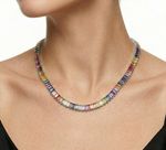 CHOKER RIVIERA BAGUETE MULTICOR BANHADO A PRATA 925