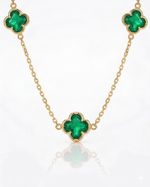 CHOKER TREVO ESMERALDA BANHADO EM OURO 18K