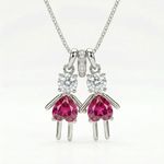 COLAR CASAL DE FILHAS ROSA BANHADO EM PRATA 925