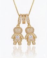 COLAR 2 FILHOS CRAVEJADO - BANHADO EM OURO 18K