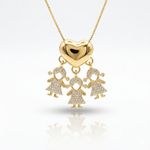 COLAR 3 FILHAS CORAÇÃO - BANHADO EM OURO 18K