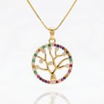 COLAR ARVORE DA VIDA ZIRCONIA COLORS - BANHADO EM OURO 18K