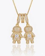 COLAR CASAL FILHOS CRAVEJADO - BANHADO EM OURO 18K