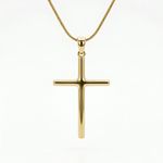 COLAR COM PINGENTE CRUZ LISA BANHADA A OURO 18K
