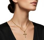 COLAR COM PINGENTE CRUZ LISA BANHADA A OURO 18K