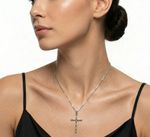 COLAR CRUZ CRAVEJADA COM ZIRCONIAS COLORS - BANHADO EM PRATA 925