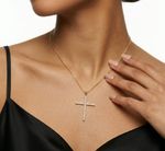 COLAR CRUZ CRAVEJADO COM ZIRCÔNIAS - BANHADO EM OURO 18K