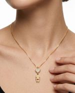 COLAR FILHA MINI ZIRCONIA ROSA  - BANHADO EM OURO 18K