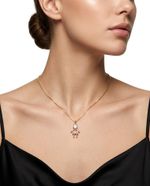 COLAR FILHA PEDRA ROSA - BANHADO EM OURO 18K