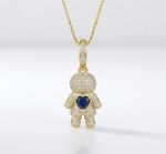 COLAR FILHO CRAVEJADO AZUL - BANHADO EM OURO 18K