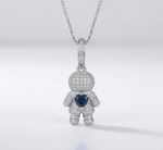 COLAR FILHO CRAVEJADO AZUL - BANHADO EM PRATA 925