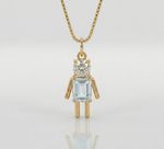 COLAR FILHO PEDRA AZUL - BANHADO EM OURO 18K