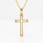 COLAR MASCULINO COM PINGENTE CRUZ VAZADA- BANHADO A OURO 18K