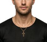 COLAR MASCULINO COM PINGENTE CRUZ VAZADA- BANHADO A OURO 18K