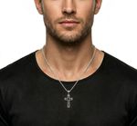 COLAR MASCULINO COM PINGENTE CRUZ VAZADA- BANHADO A PRATA 925