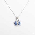 COLAR NOSSA S APARECIDA CRAVEJADO AZUL G  - BANHADO A PRATA 925