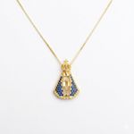 COLAR NOSSA S APARECIDA CRAVEJADO AZUL G  - BANHADO A OURO 18K