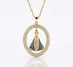 COLAR NOSSA SENHORA APARECIDA MANTO AZUL - BANHADO EM OURO 18K