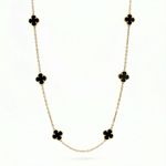 CONJUNTO 6 TREVOS PEROLADO BRINCO + COLAR BANHADO EM OURO 18K