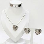CONJUNTO BRINCO + COLAR CORAÇÃO BANHADO A PRATA 925