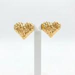 CONJUNTO BRINCO + COLAR CORAÇÃO ORGANICO - BANHADO EM OURO 18K