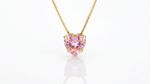 CONJUNTO BRINCO + COLAR CORAÇÃO ROSA - BANHADO EM OURO 18K