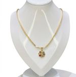 CONJUNTO BRINCO + COLAR FLOR COM ZIRCONIAS EM BANHO DE OURO 18K