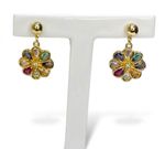 CONJUNTO BRINCO + COLAR FLOR COM ZIRCONIAS EM BANHO DE OURO 18K