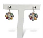 CONJUNTO BRINCO + COLAR FLOR COM ZIRCONIAS - BANHO EM PRATA 925