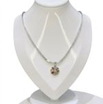 CONJUNTO BRINCO + COLAR FLOR COM ZIRCONIAS - BANHO EM PRATA 925