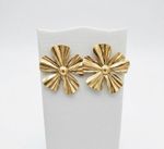 CONJUNTO BRINCO + COLAR FLOR ORGANICO BANHADO A OURO 18K