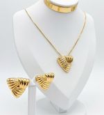 CONJUNTO BRINCO + COLAR ORGANICO RETANGULAR BANHADO EM OURO 18K