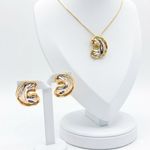 CONJUNTO BRINCOS + COLAR MIX DE BANHOS OURO 18K + RÓDIO