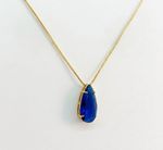 CONJUNTO COLAR + BRINCO GOTA AZUL - BANHADO A OURO 18K