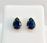 CONJUNTO COLAR + BRINCO GOTA AZUL - BANHADO A OURO 18K